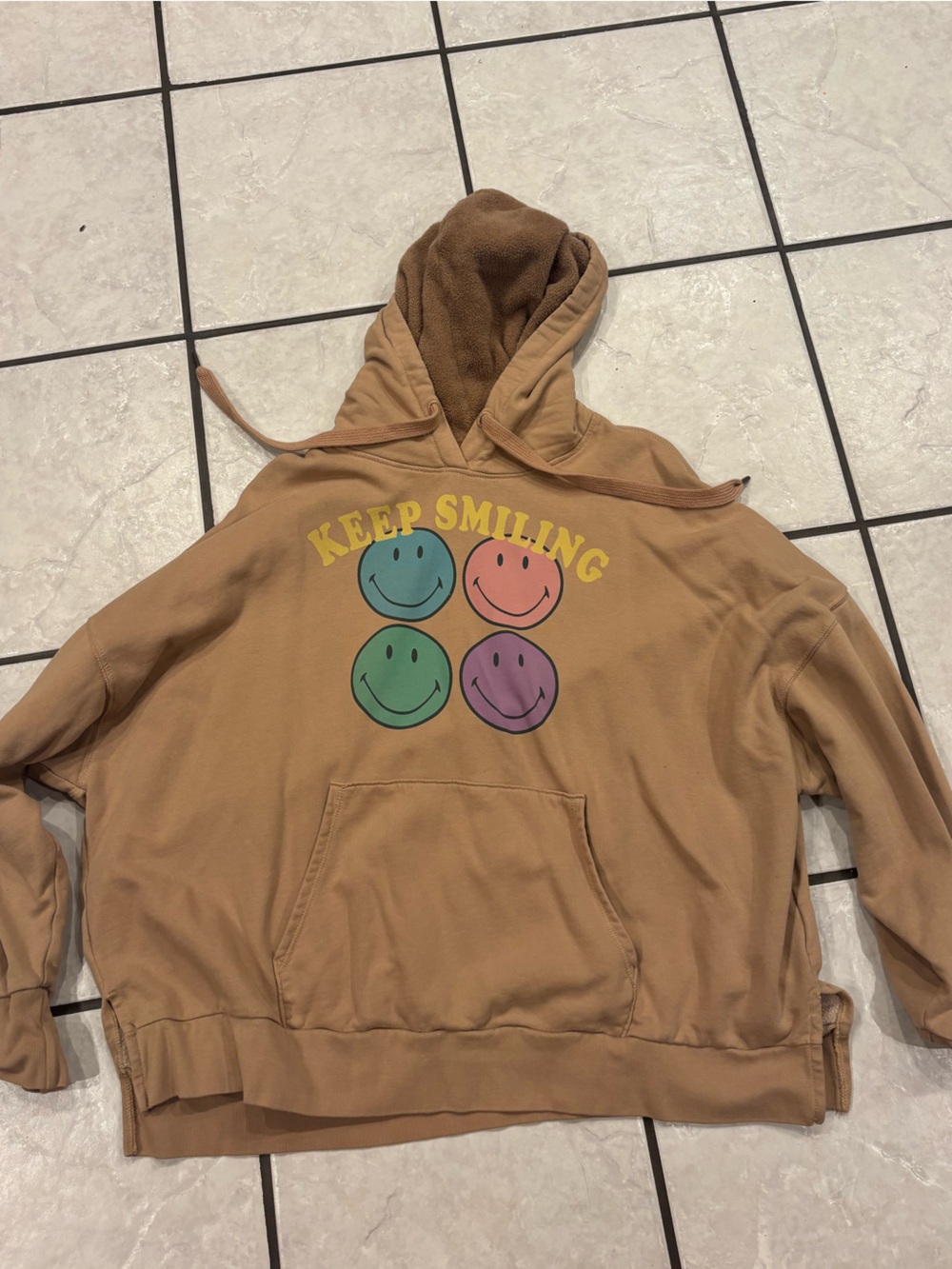 American eagle size large hoodie sweatshirt keep smiling smiley face
